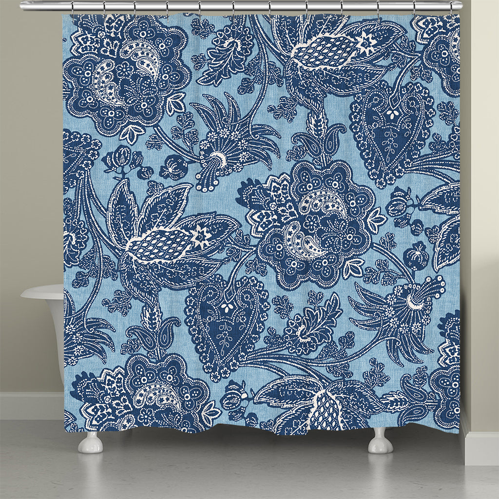 kathy ireland® HOME Blue Jean Floral Shower Curtain