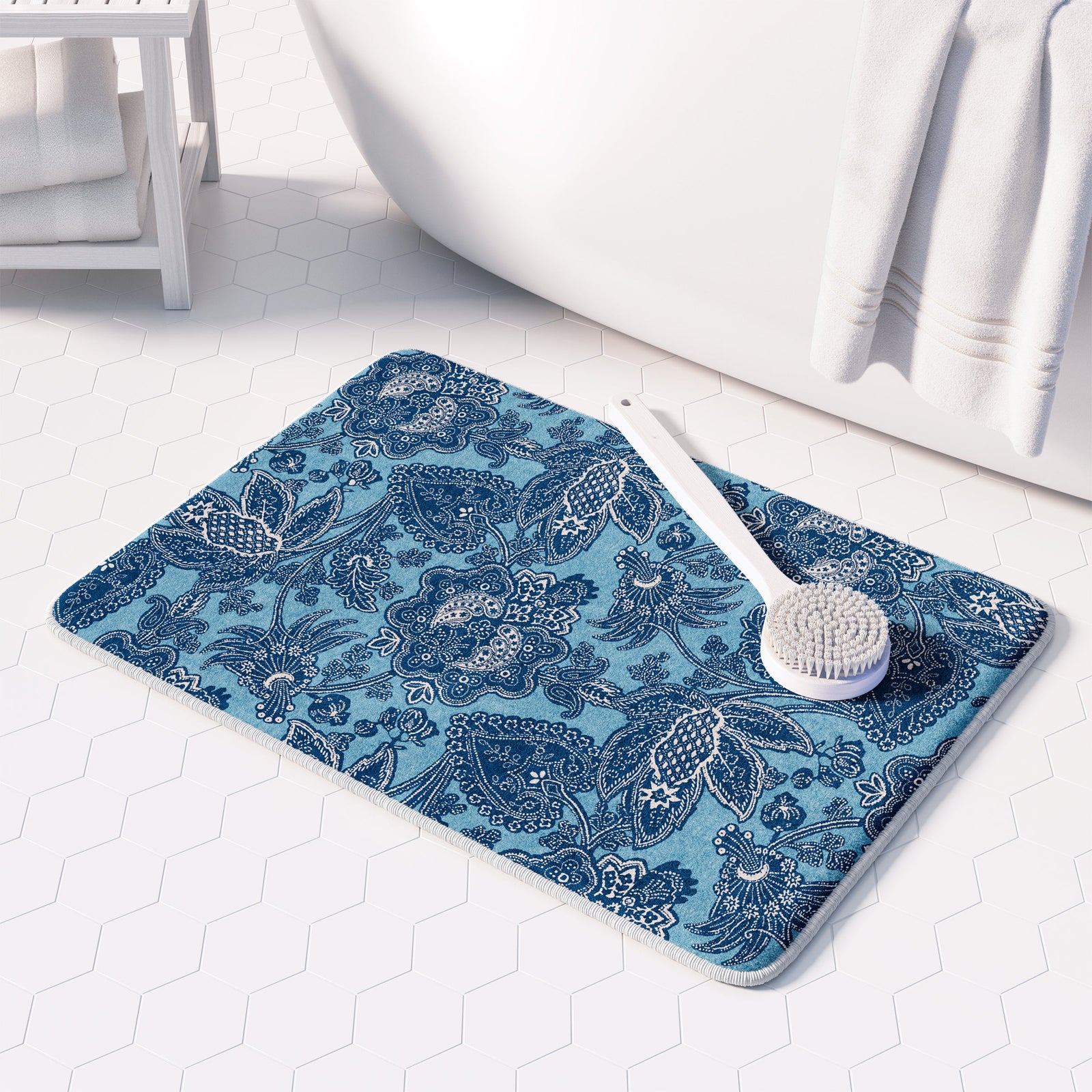kathy ireland® HOME Blue Jean Floral Memory Foam Rug