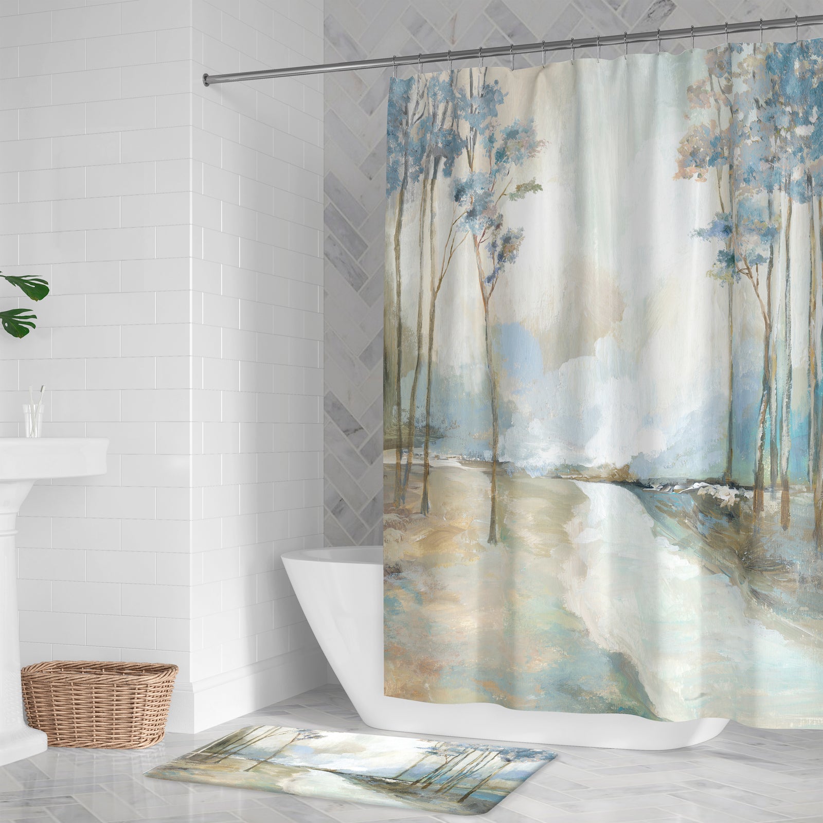 Blue Path Home Shower Curtain