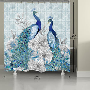 Blue Peacocks Shower Curtain