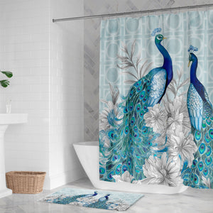 Blue Peacocks Shower Curtain