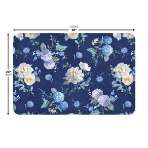 Spring Morning Blooms Blue Anti-Fatigue Kitchen Mat