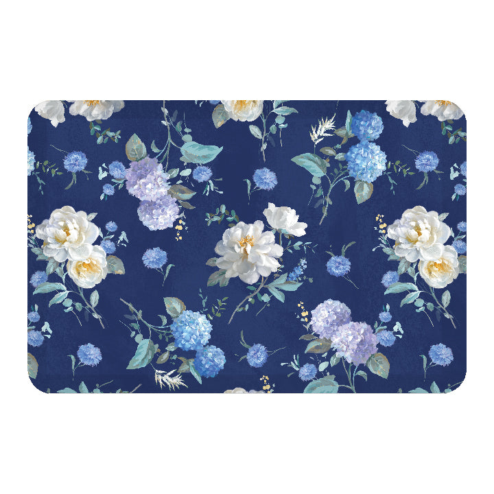 Spring Morning Blooms Blue Anti-Fatigue Kitchen Mat