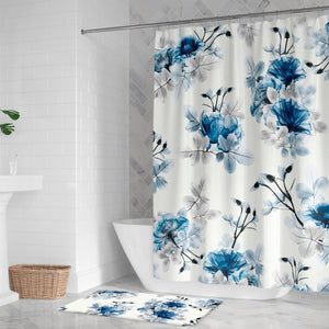 Whispering Blue Botanicals Memory Foam Rug