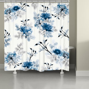 Whispering Blue Botanicals Shower Curtain