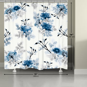 Whispering Blue Botanicals Shower Curtain