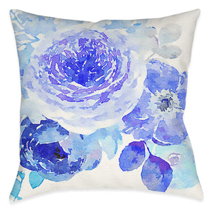 Blue Delft Bloom Outdoor Decorative Pillow