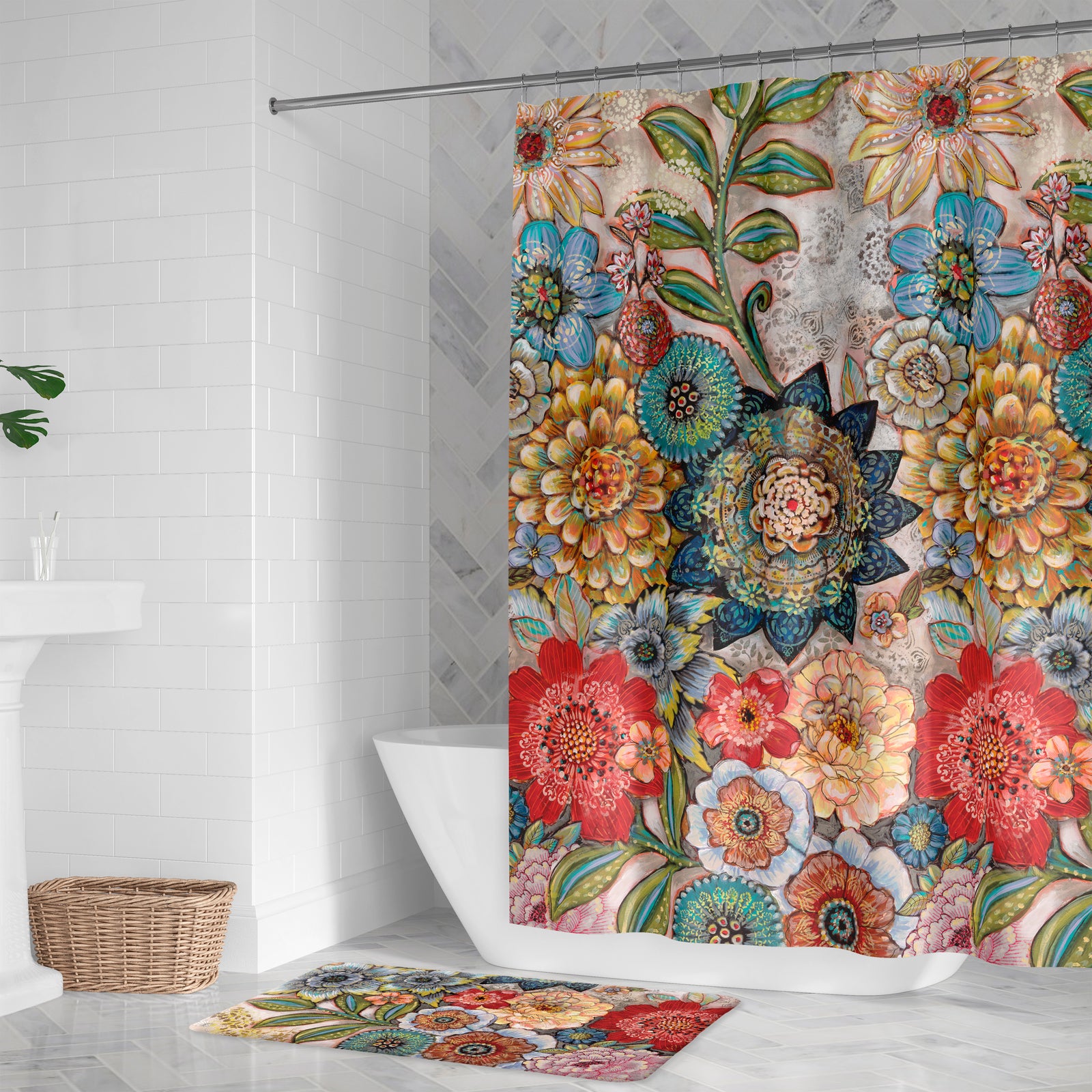 Boho Bouquet Shower Curtain
