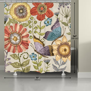 Boho Butterfly Garden Shower Curtain