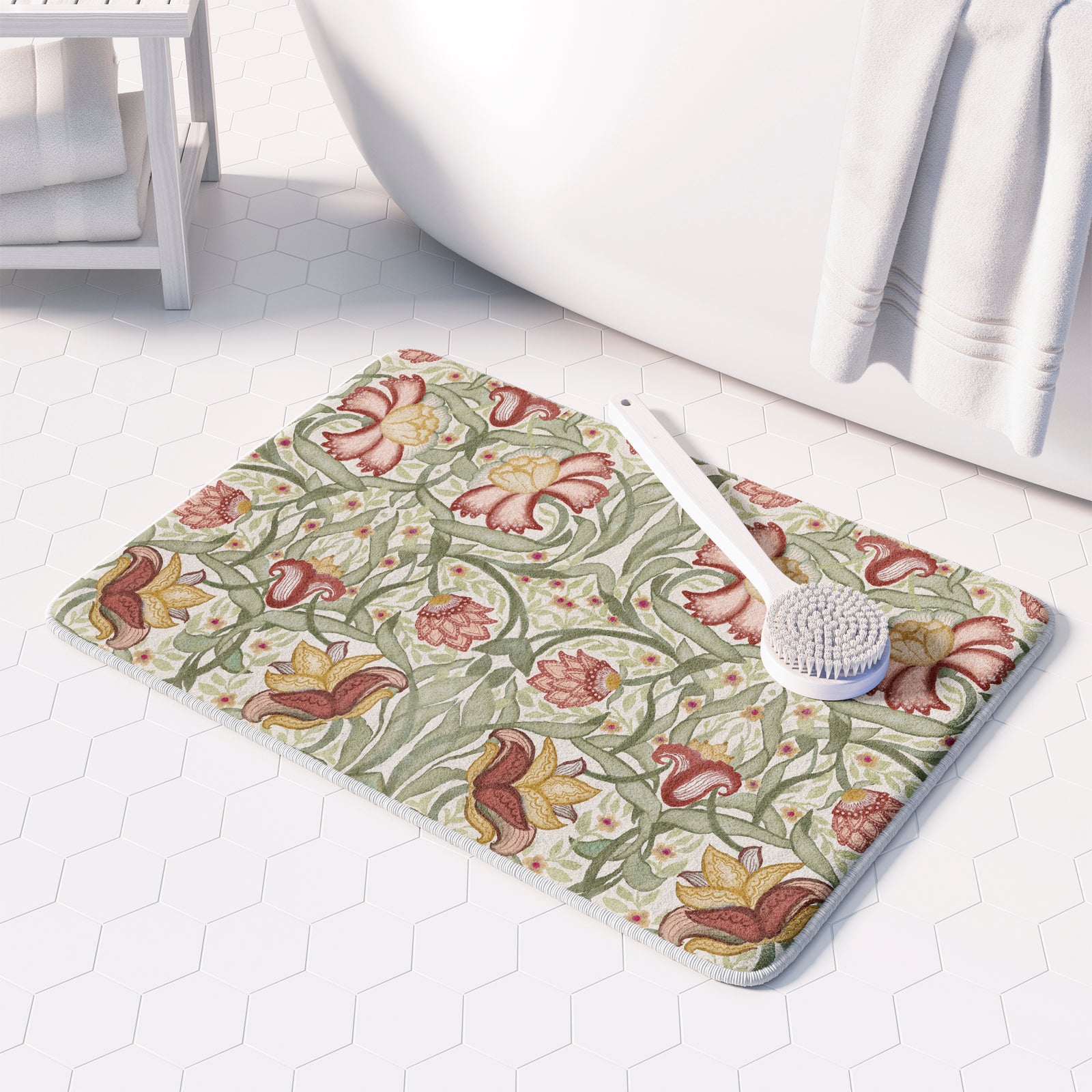 Classic English Floral Memory Foam Rug