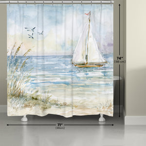 Coastal Sanctuary Sailboat Shower Curtain