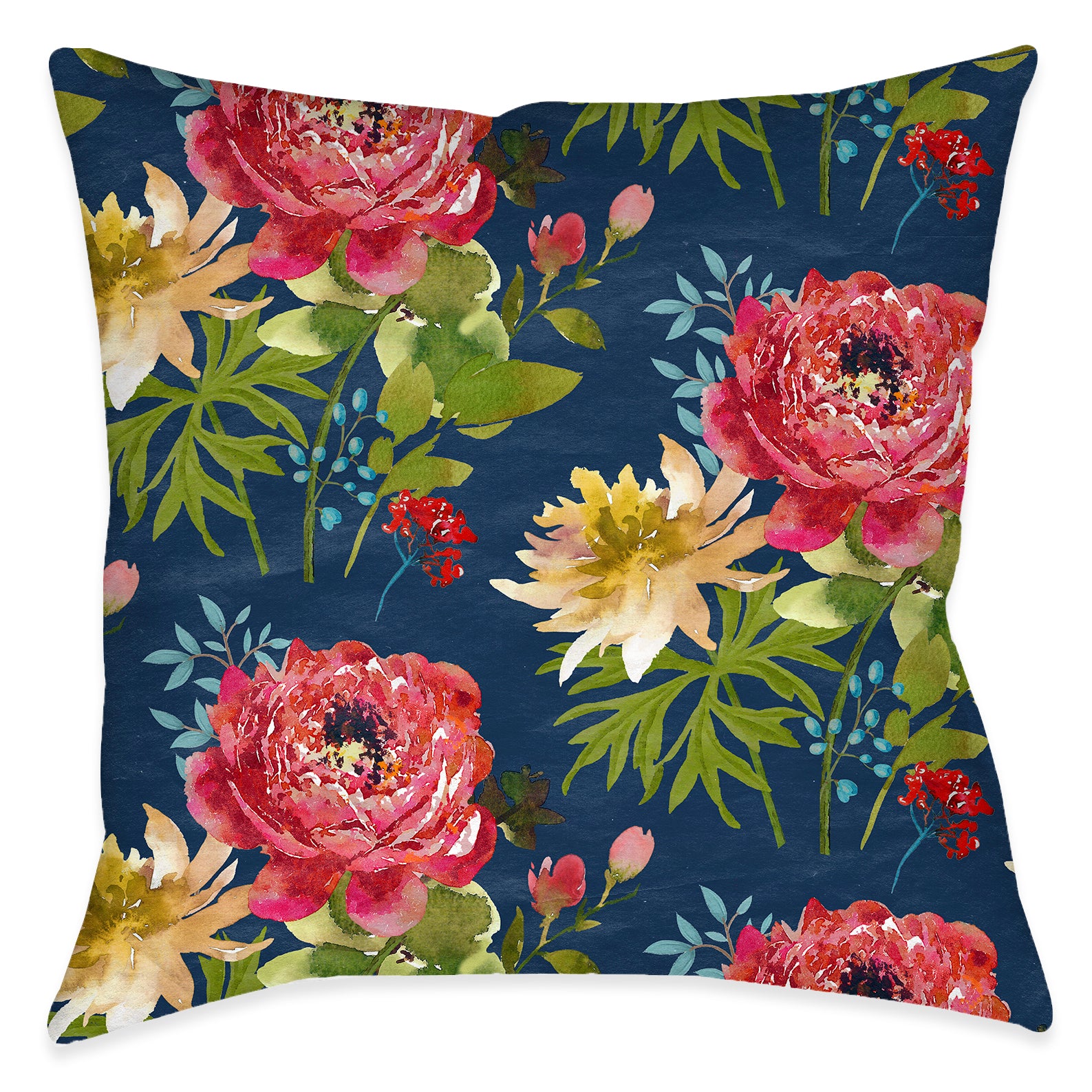 kathy ireland® HOME Country Bouquet Navy Outdoor Decorative Pillow