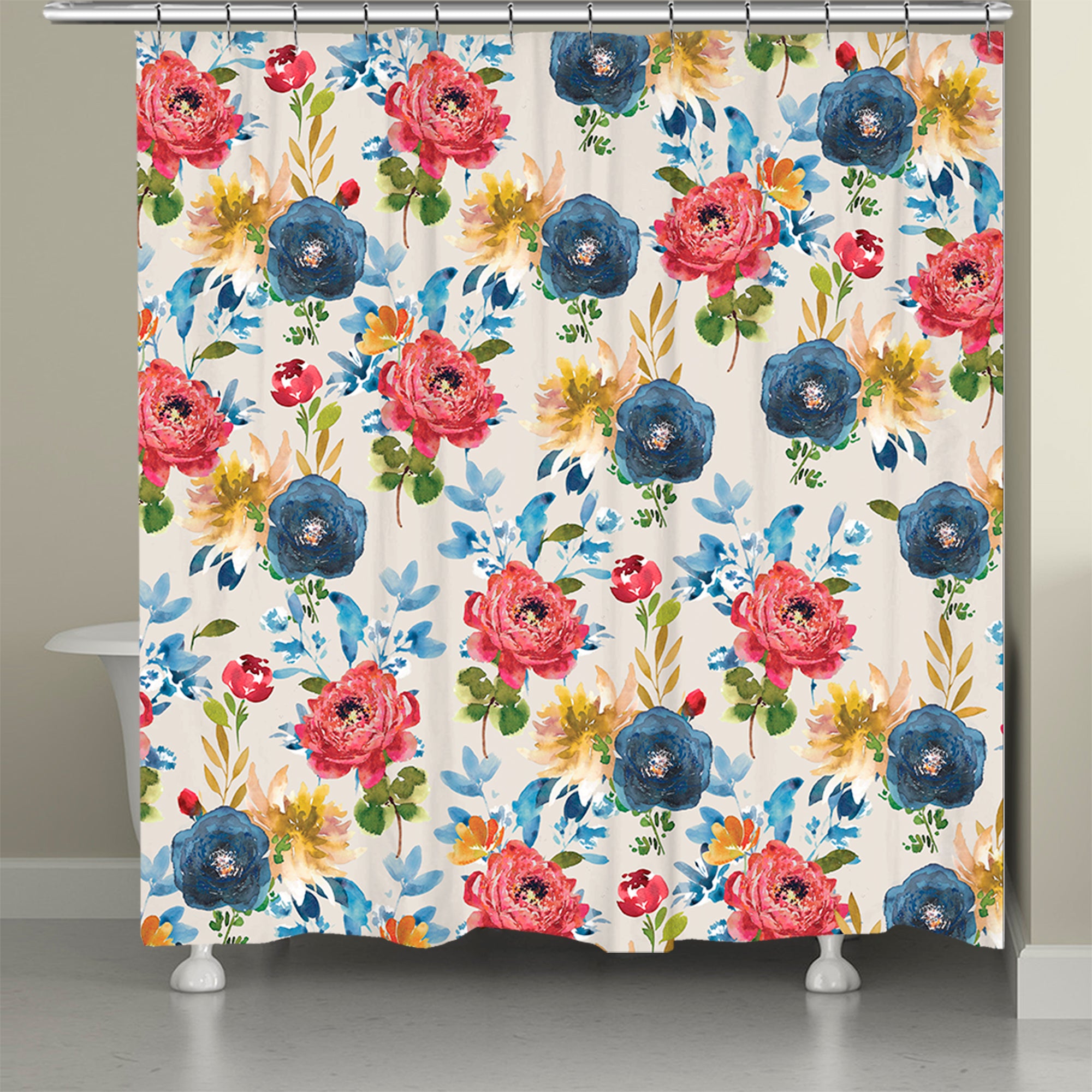 kathy ireland® HOME Country Bouquet Neutral Shower Curtain