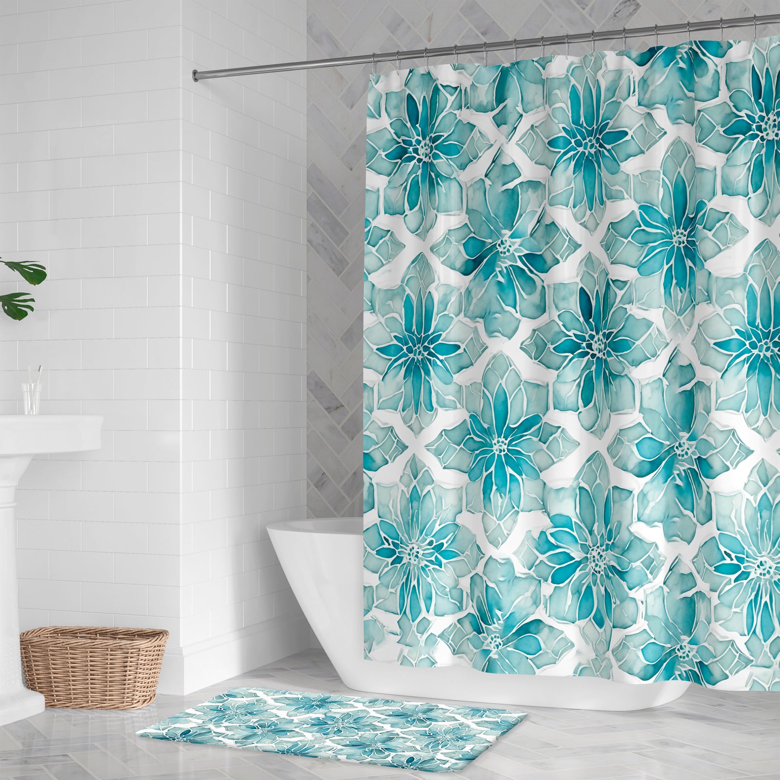Crackled Glass Shower Curtain