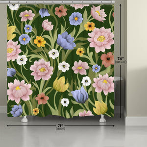 Deep Green Meadow Shower Curtain