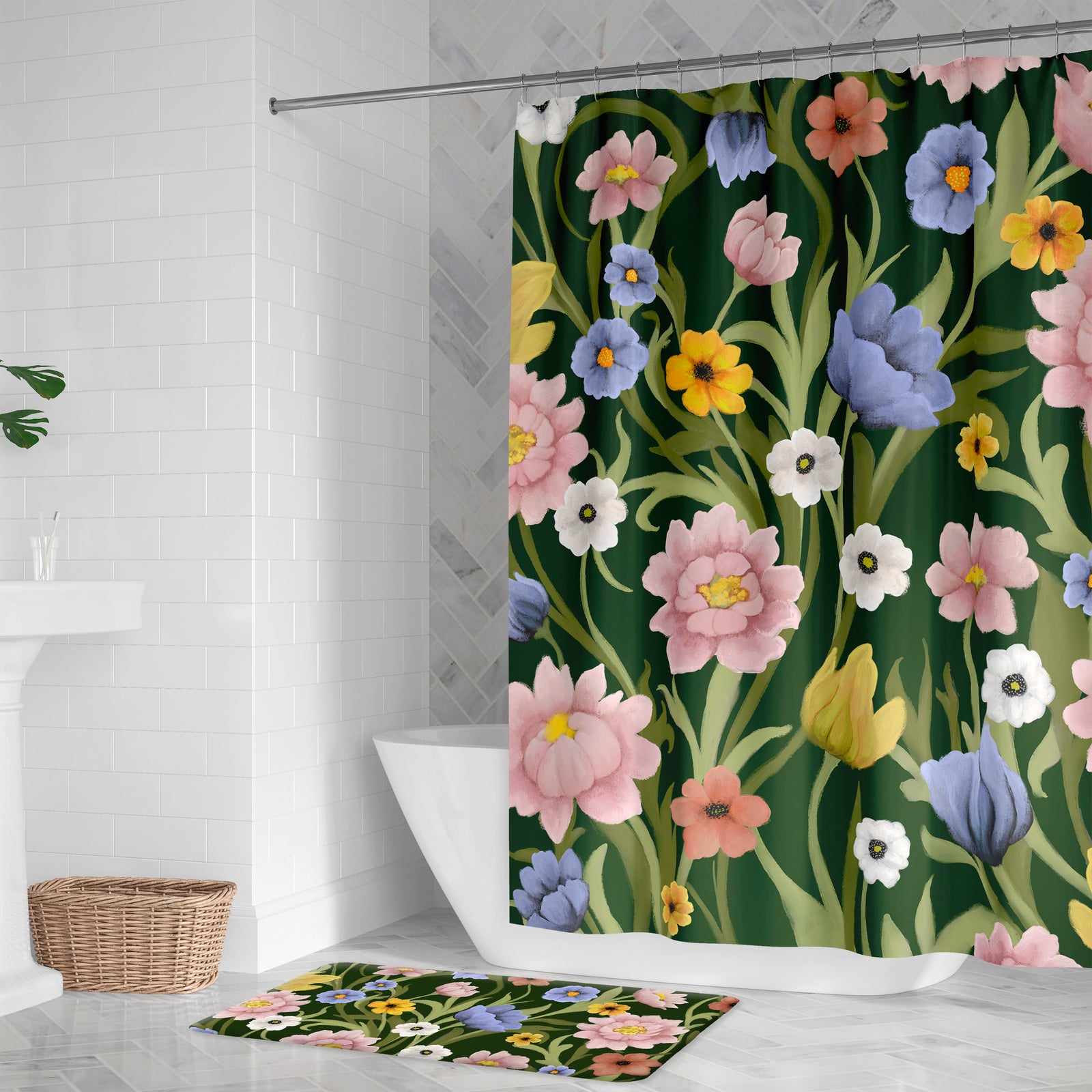 Deep Green Meadow Shower Curtain