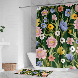 Deep Green Meadow Shower Curtain