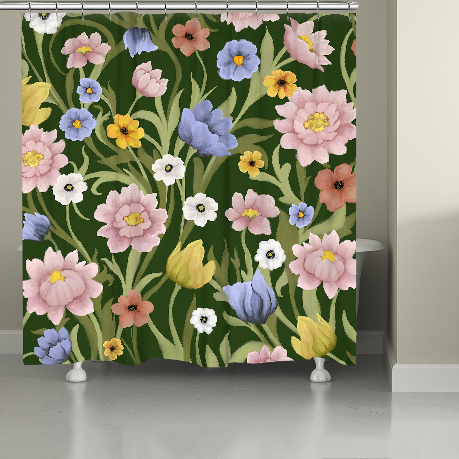 Deep Green Meadow Shower Curtain
