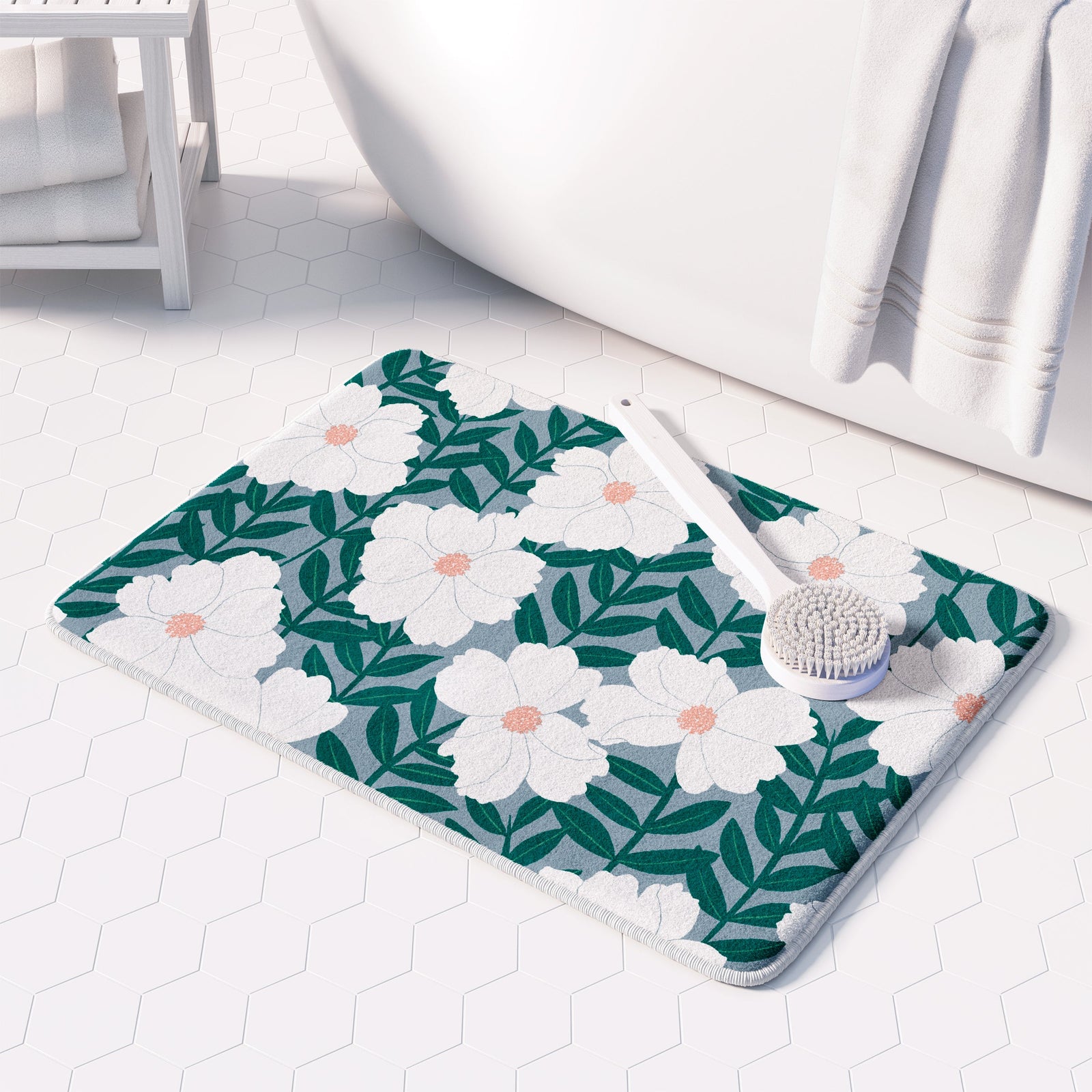 Delicate Floral Magnolia Memory Foam Rug