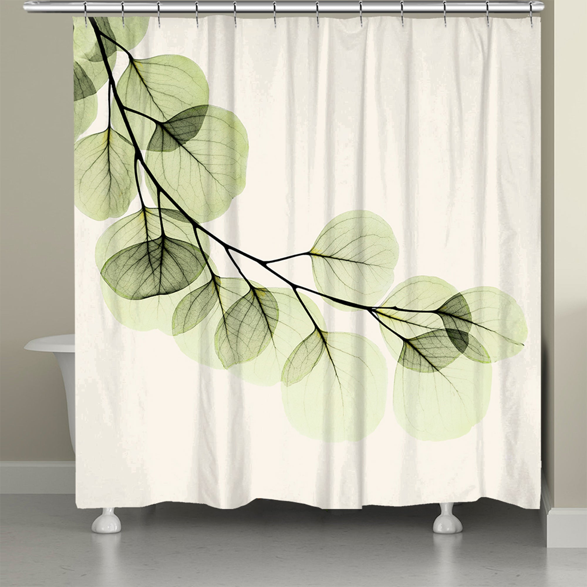 Green X-Ray of Eucalyptus Leaves Shower Curtain