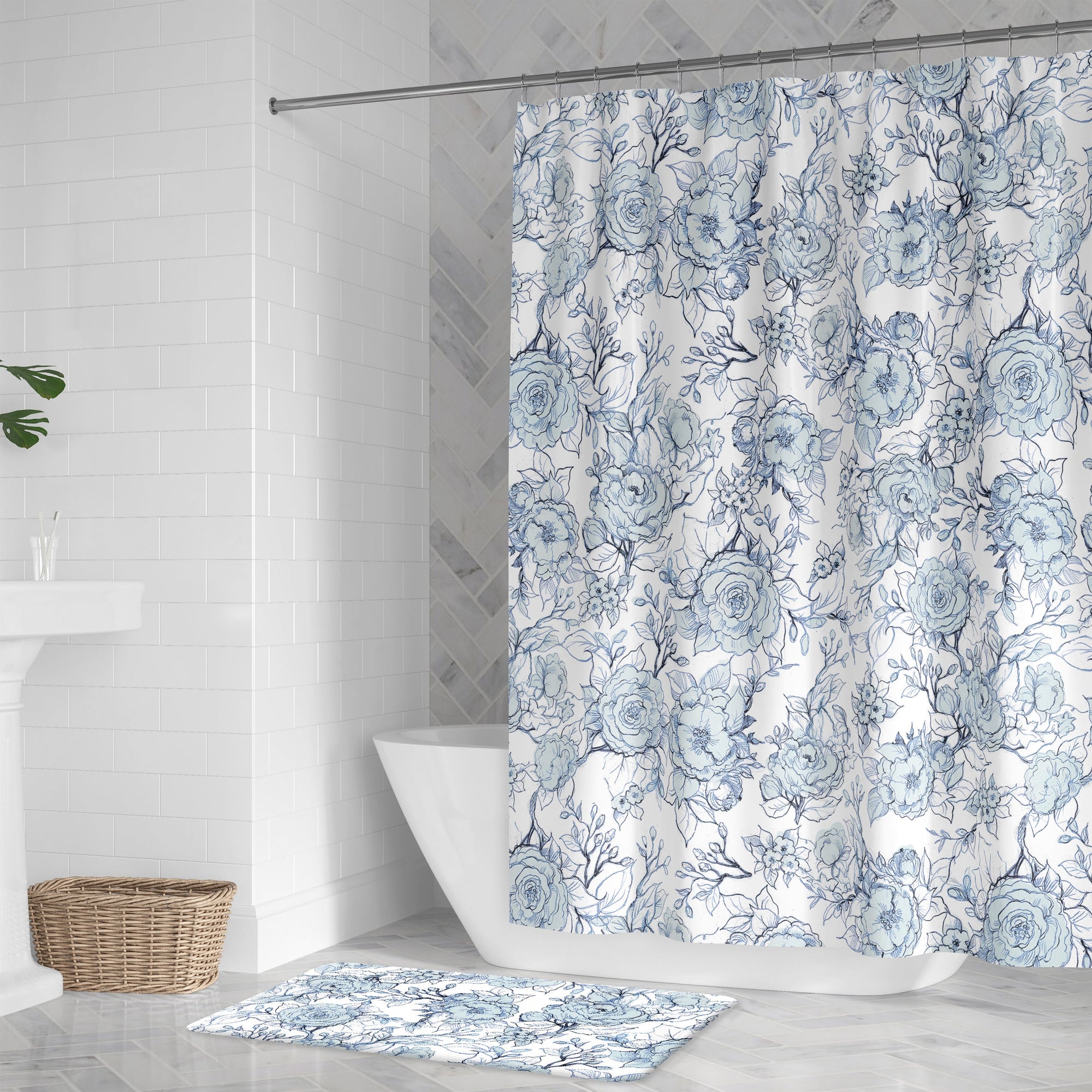 kathy ireland® HOME Floral Toile Shower Curtain