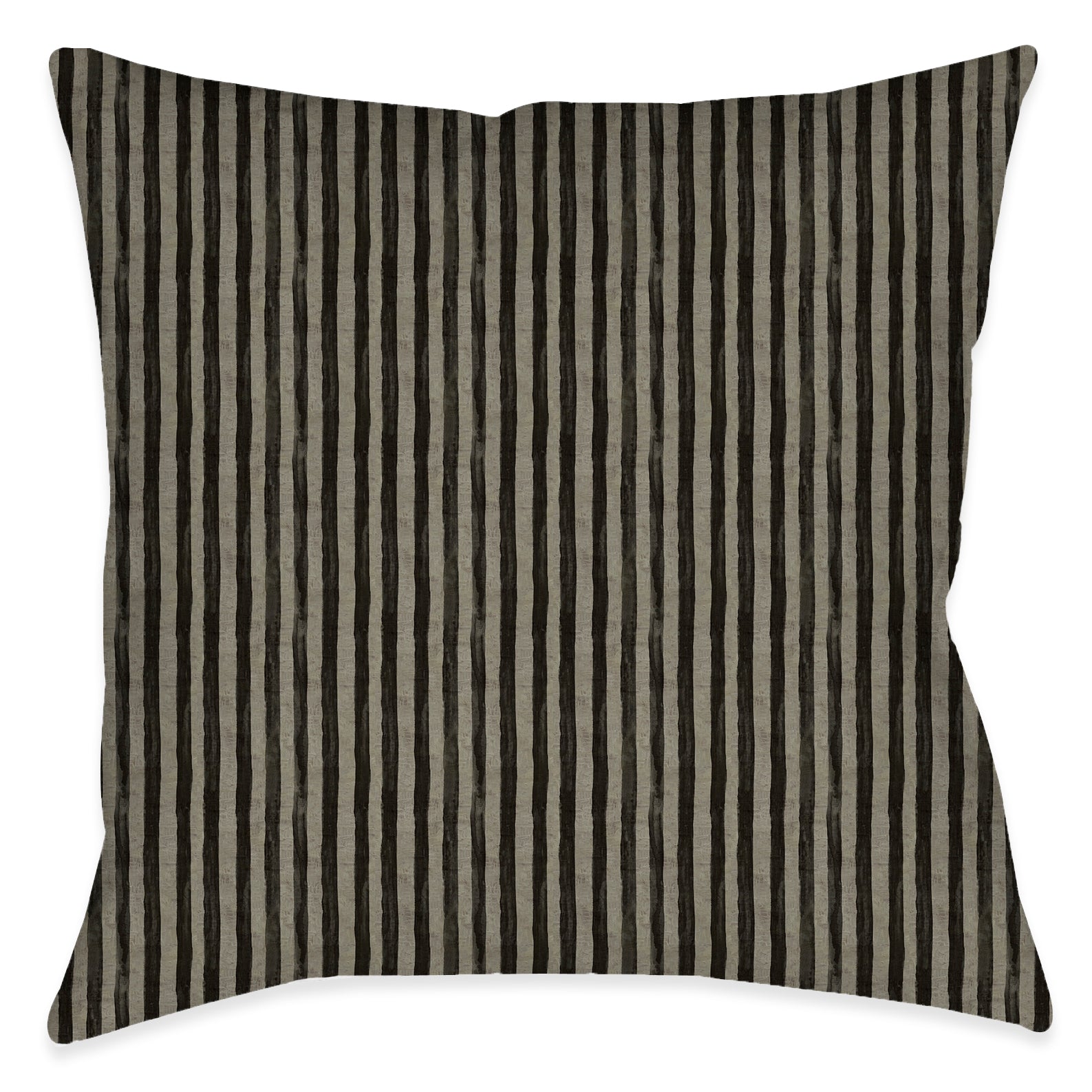 Farmhouse Stripe Black Outdoor Decorative Pillow