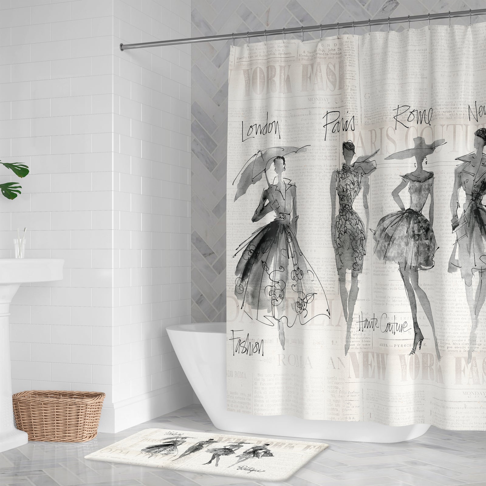 Fashion Sketchbook Shower Curtain