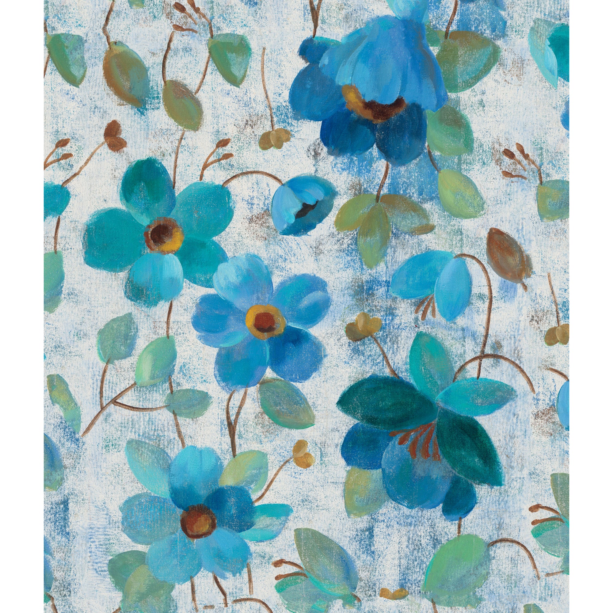 長濱ねるさん着用YUKI FUJISAWA Floral Tops/BLUE Floral Embroidery Teal II Canvas Wall Art - Laural Home
