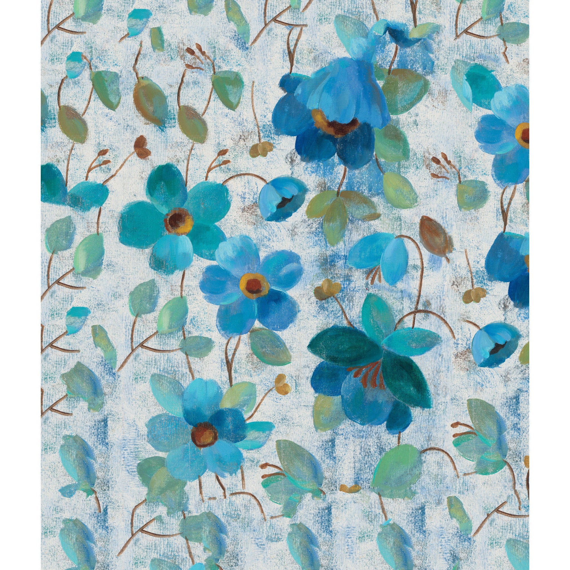 Floral Embroidery Teal II Canvas Wall Art 