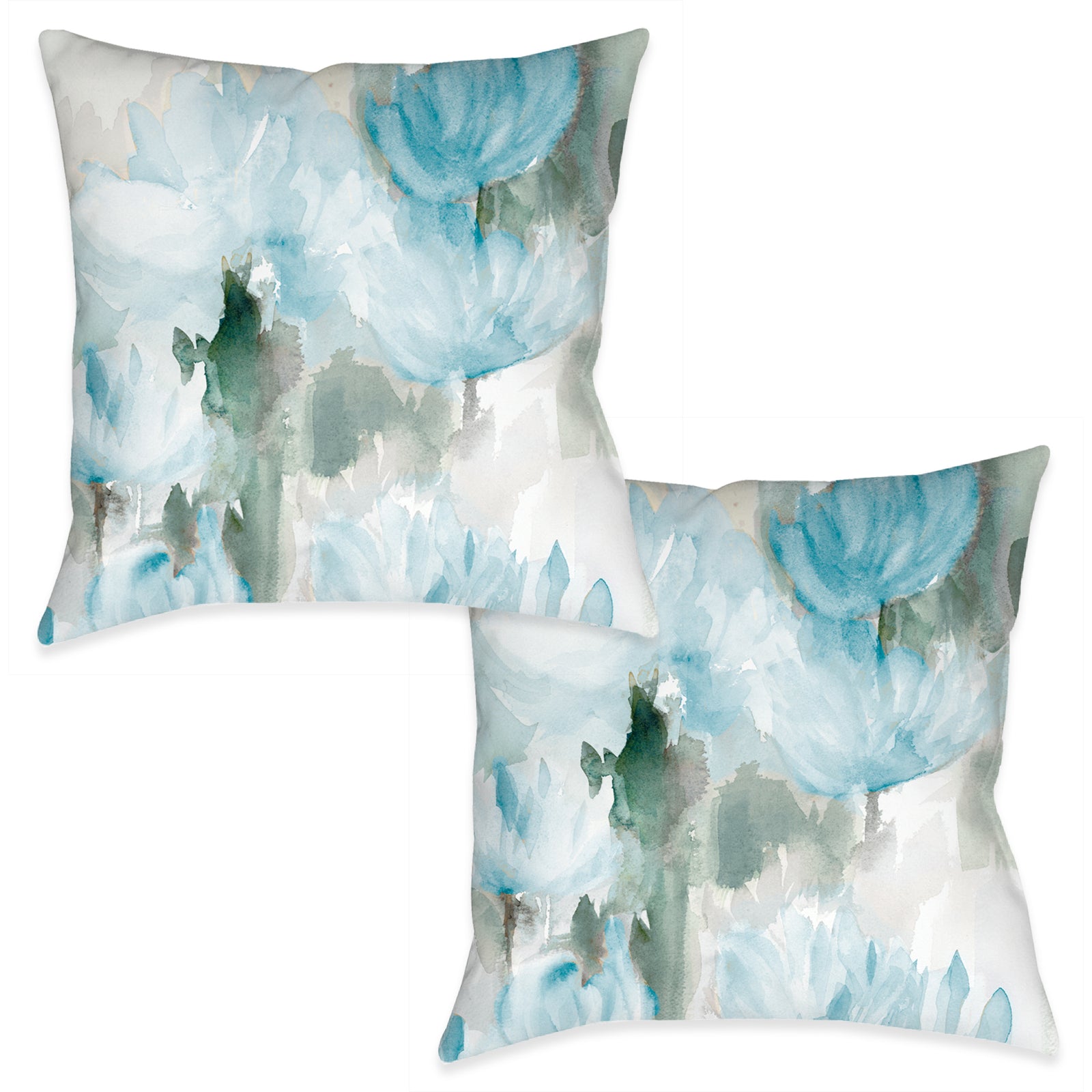 Frosted Blue Blooms Indoor Decorative Pillow (Set of 2)