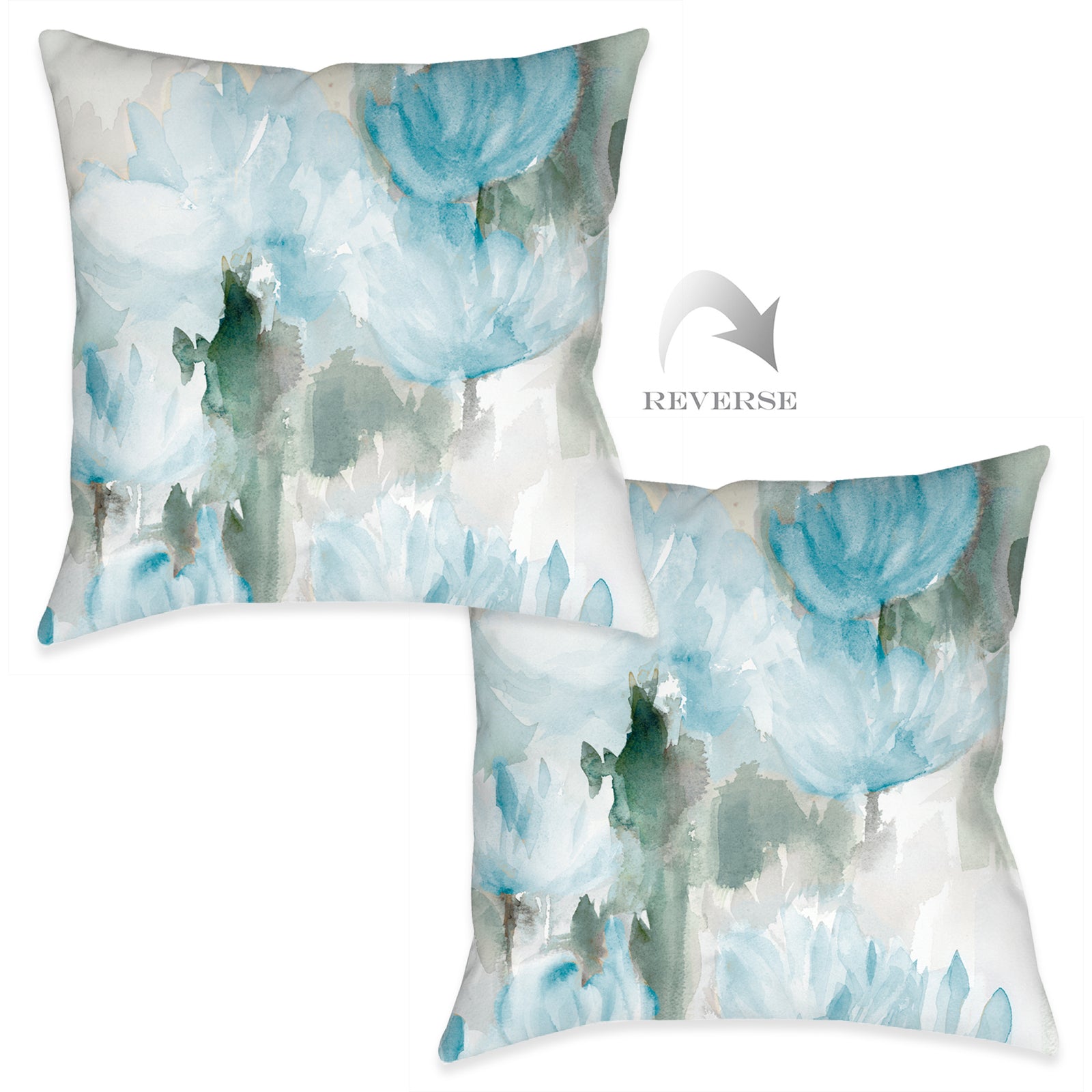 Frosted Blue Blooms Indoor Decorative Pillow (Set of 2)