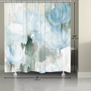 Frosted Blue Blooms Shower Curtain