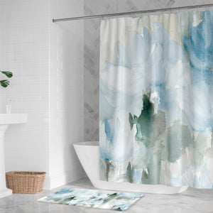 Frosted Blue Blooms Shower Curtain