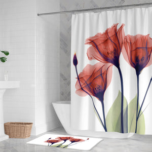 Red Gentian X-Ray Flowers Shower Curtain