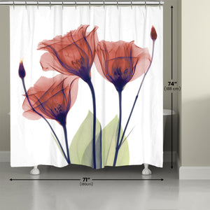 Red Gentian X-Ray Flowers Shower Curtain