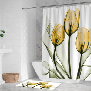 Golden X-Ray Tulips Shower Curtain