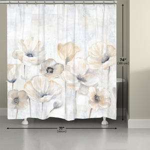 Gray Poppy Garden Shower Curtain