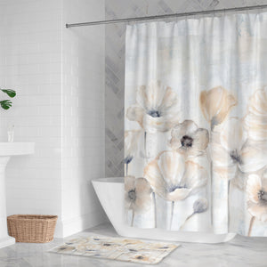 Gray Poppy Garden Shower Curtain