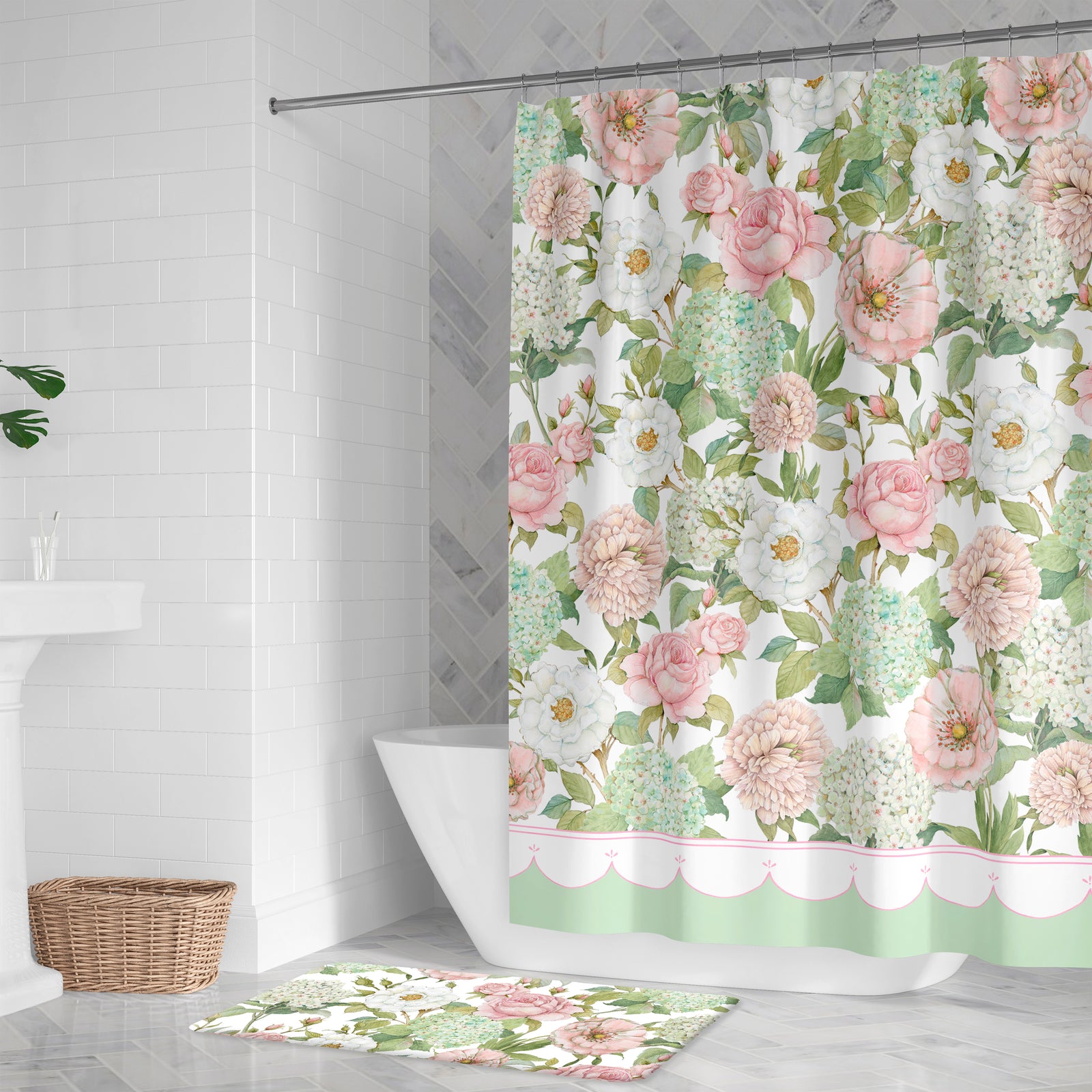 Soft Hydrangea Garden Shower Curtain