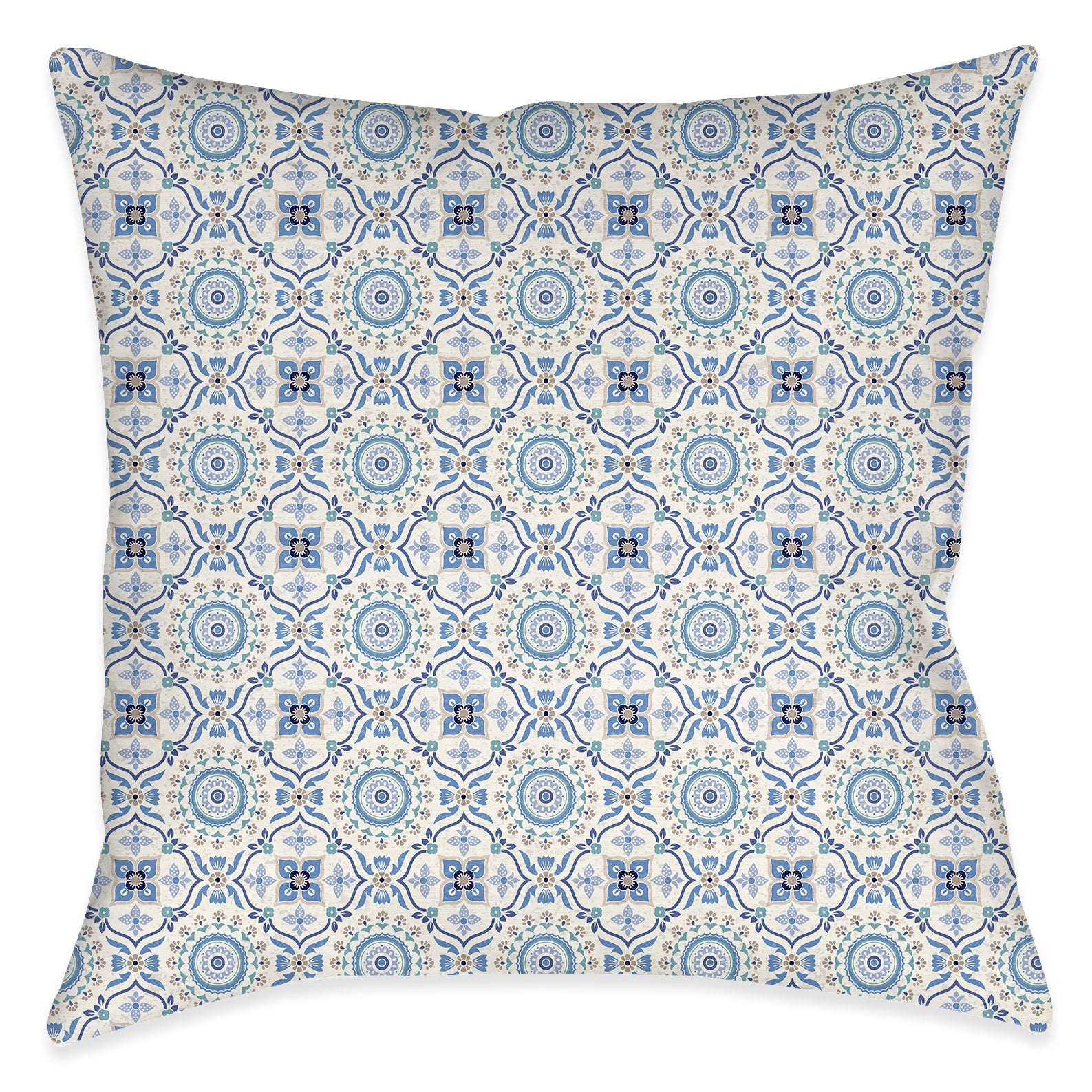 Indochine Mosaic Blue Outdoor Decorative Pillow