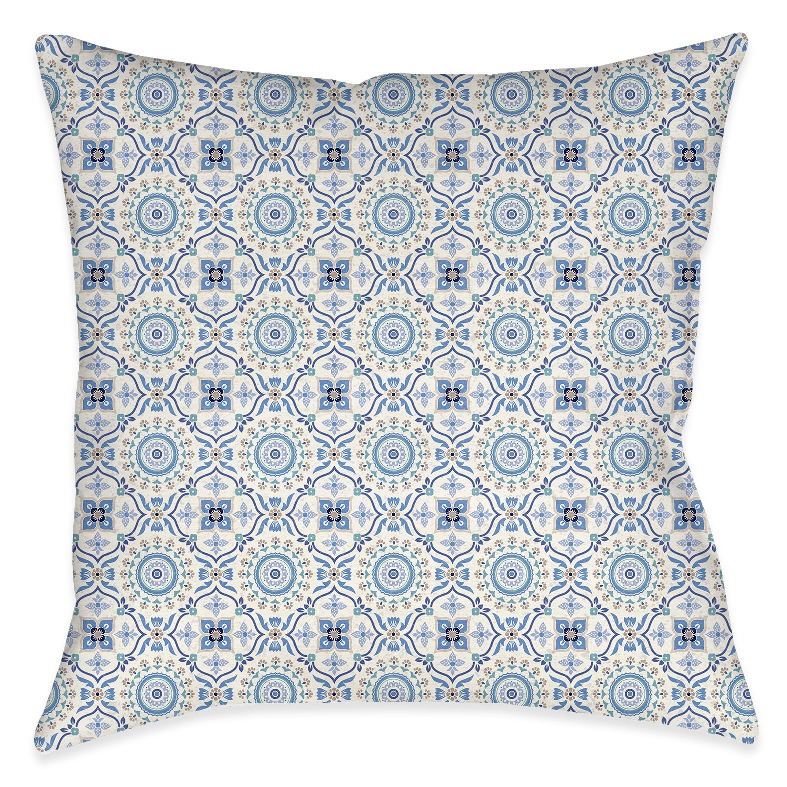 kathy ireland® HOME Indochine Mosaic Blue Outdoor Decorative Pillow