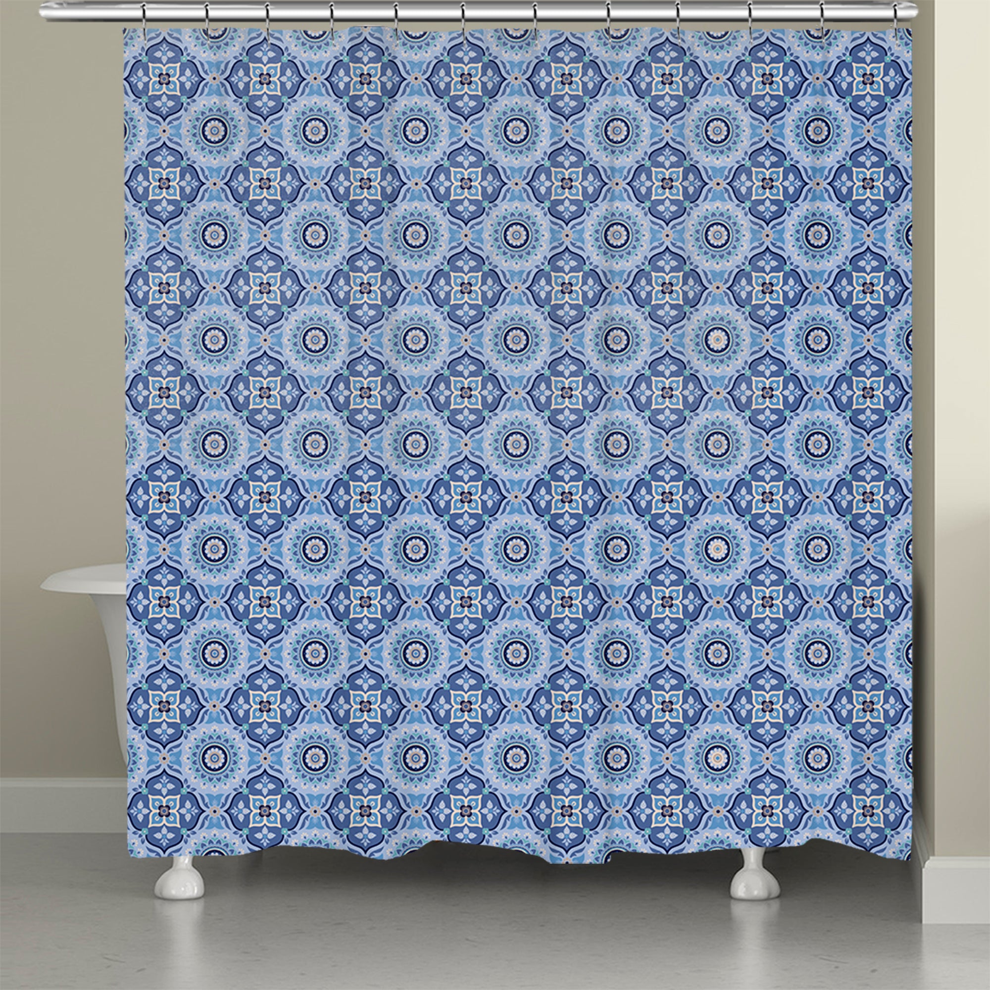 kathy ireland® HOME Indochine Mosaic Indigo Shower Curtain