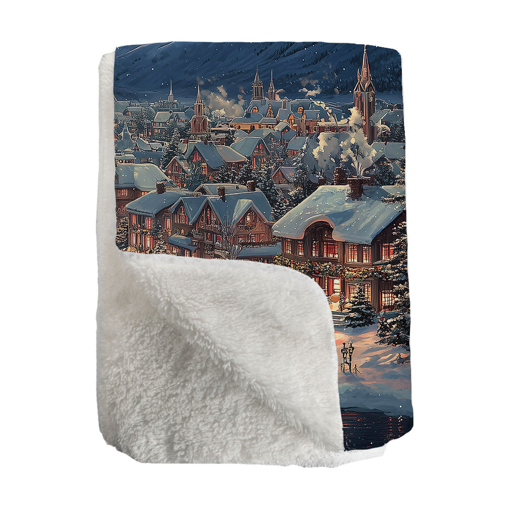 Santa's Sleigh Ride Sherpa Throw Blanket