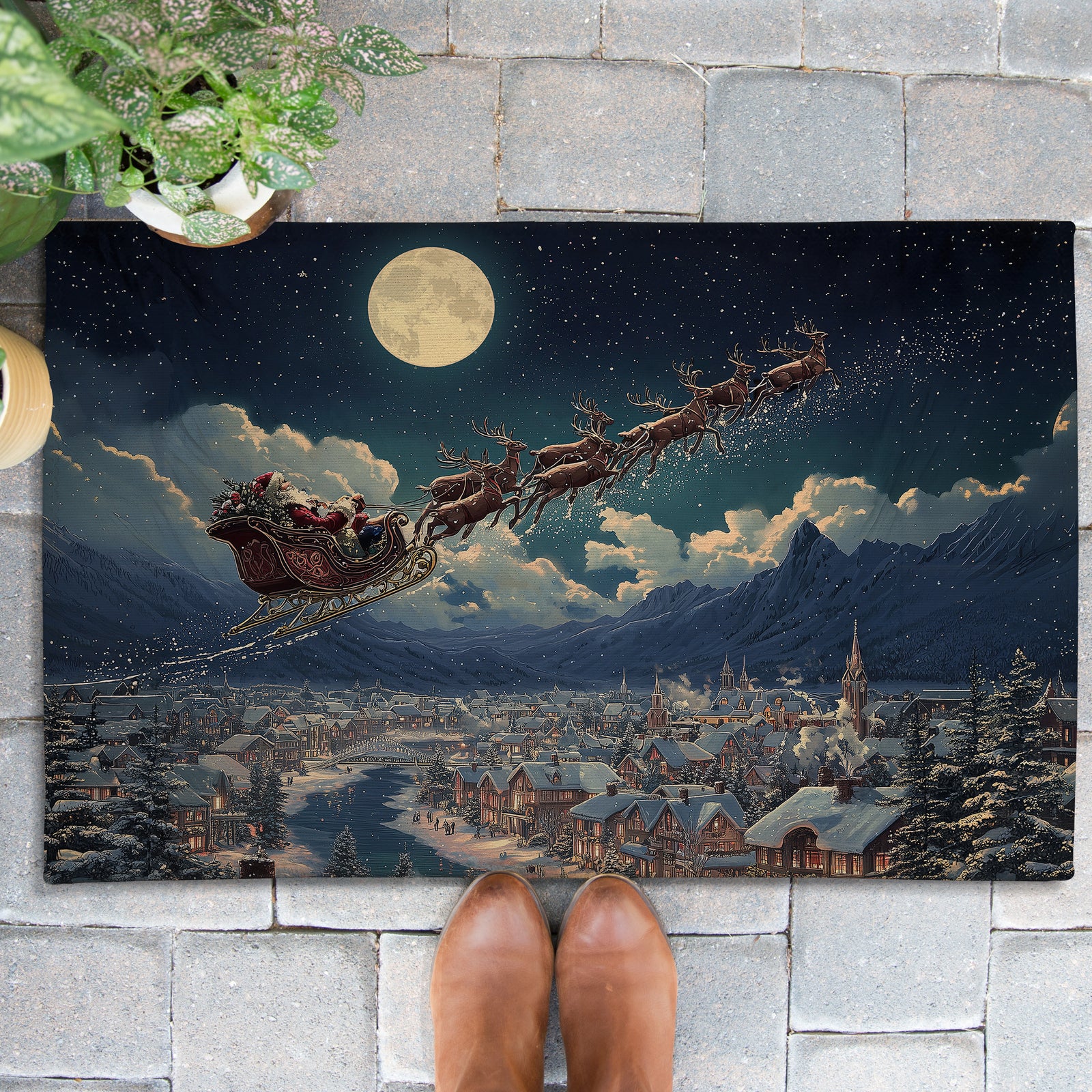 Santa's Sleigh Ride Outdoor Doormat