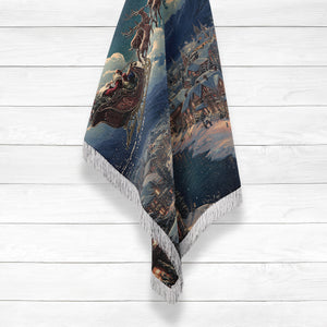 Santa's Sleigh Ride Woven Throw Blanket