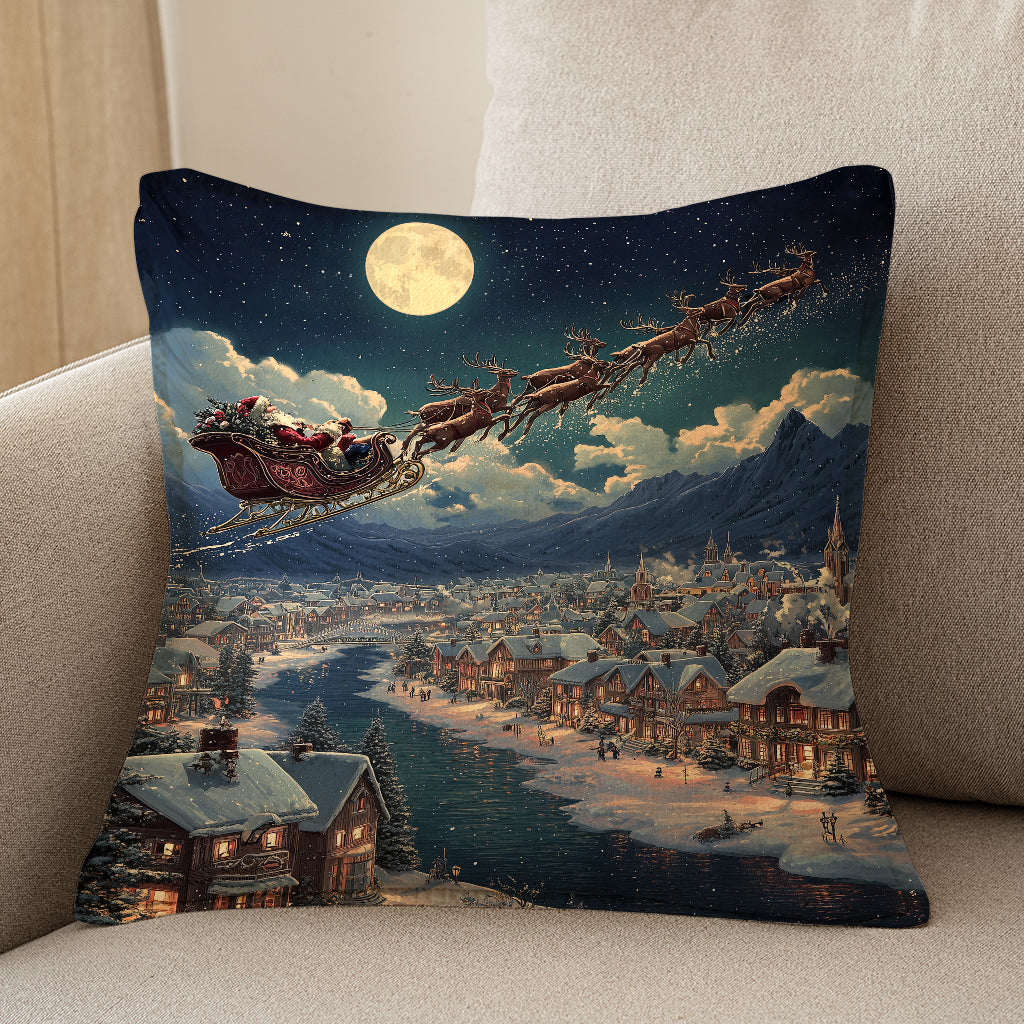 Santa's Sleigh Ride Indoor Decorative Pillow