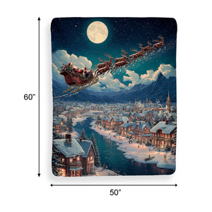 Santa's Sleigh Ride Sherpa Throw Blanket