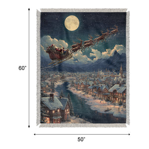 Santa's Sleigh Ride Woven Throw Blanket