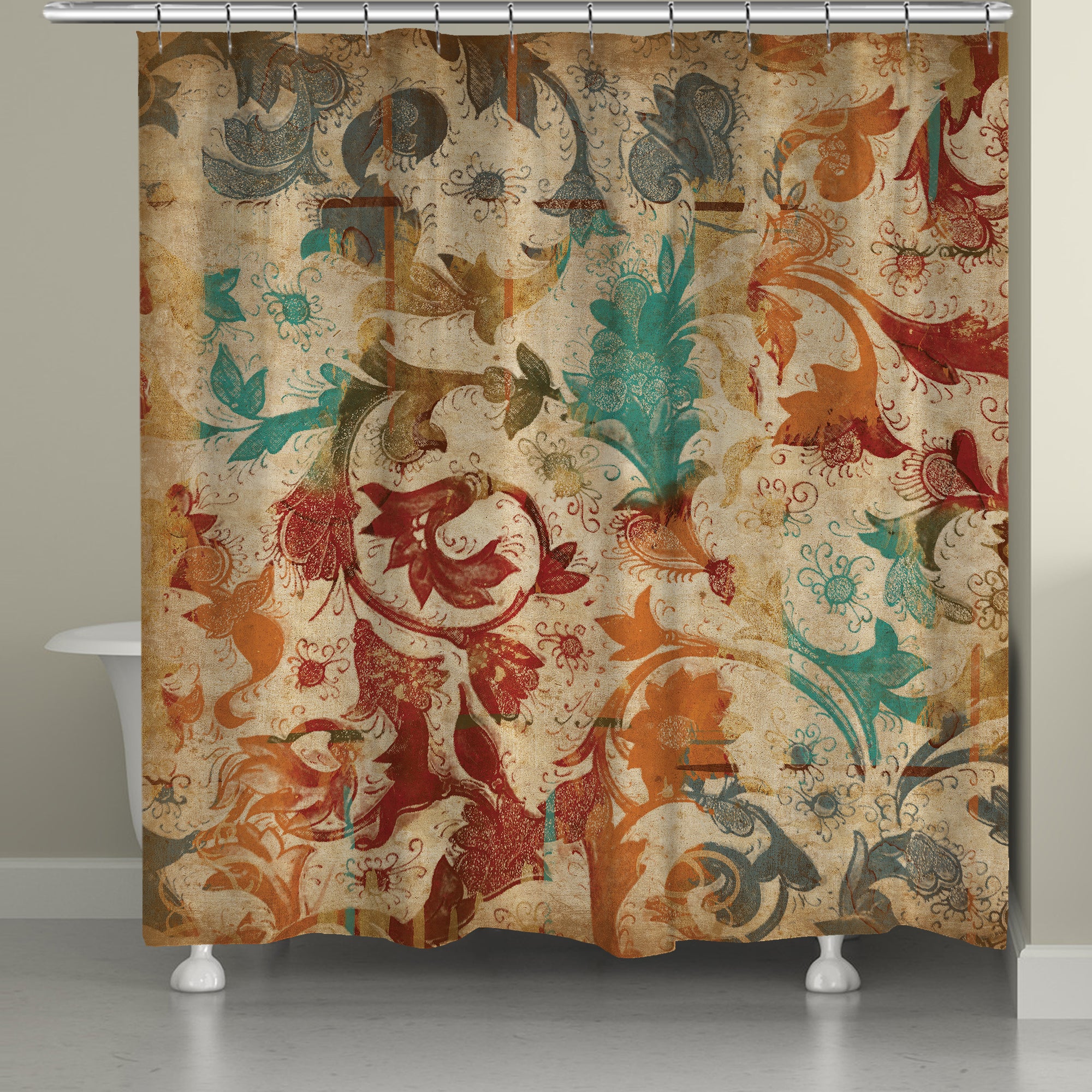 Floral Scroll Shower Curtain