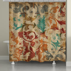 Floral Scroll Shower Curtain